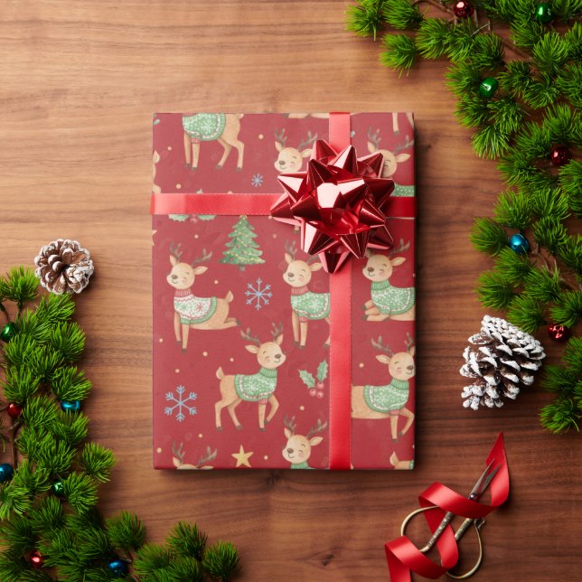 Papel De Regalo Reindeer, Christmas (Regalo de vacaciones)