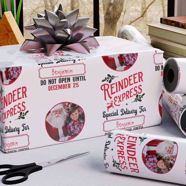 Papel De Regalo Reindeer Express de Santa Name y Navidades de foto (Subido por el creador)