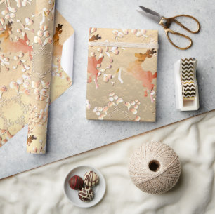 Papel De Regalo Reindeo de vacaciones con copos de nieve en oro Ro