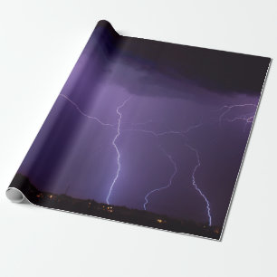Papel De Regalo Relámpago púrpura en una tempestad de truenos del
