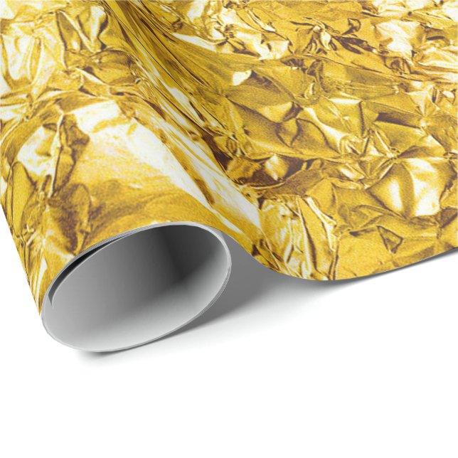 Papel De Regalo Relieve metalizado de aluminio Metálico Amarillo L (Esquina del rollo)