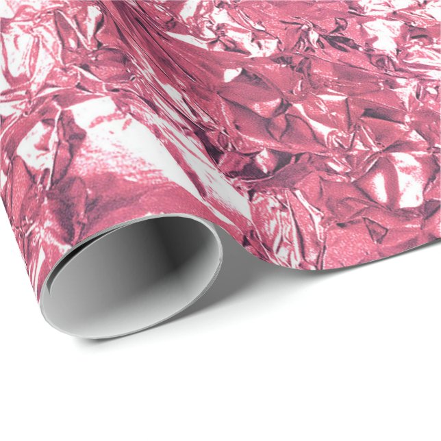 Papel De Regalo Relieve metalizado de aluminio Rosa Rosa Rosa Blan (Esquina del rollo)