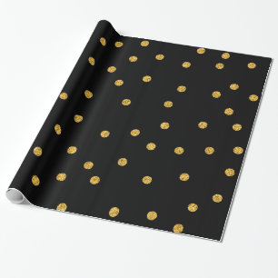 Papel De Regalo Relieve metalizado dorado Confetti Black