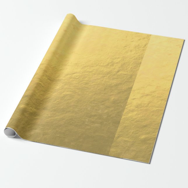 Papel De Regalo Relieve metalizado dorado elegante impreso (Desenrollado)