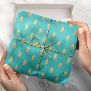 Papel De Regalo Relieve metalizado dorado falso moderno Árboles na