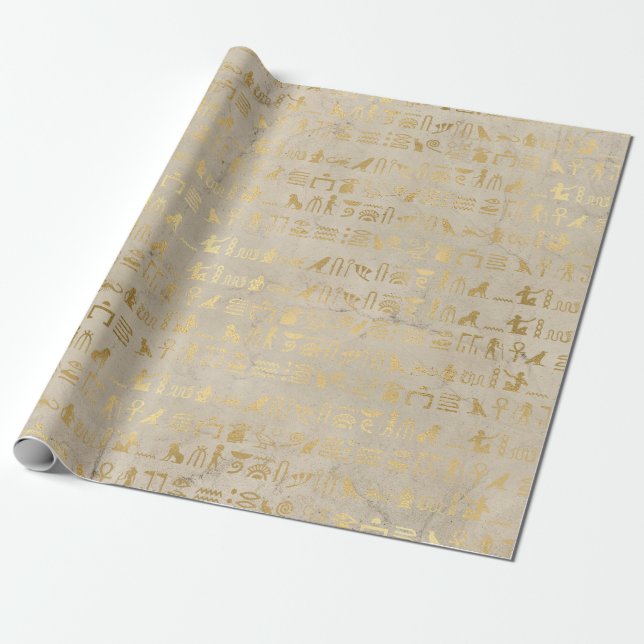 Papel De Regalo Relieve metalizado dorado Fiesta temática egipcia (Desenrollado)