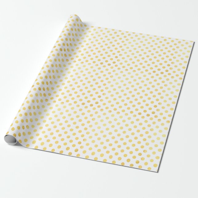 Papel De Regalo Relieve metalizado dorado Polka puntos vacaciones  (Desenrollado)