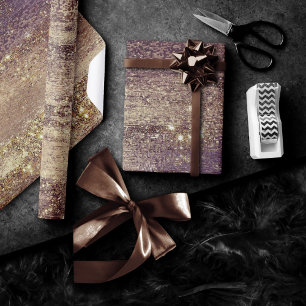 Papel De Regalo Relieve metalizado Glitzy   Broze Taupe Faux Purpu