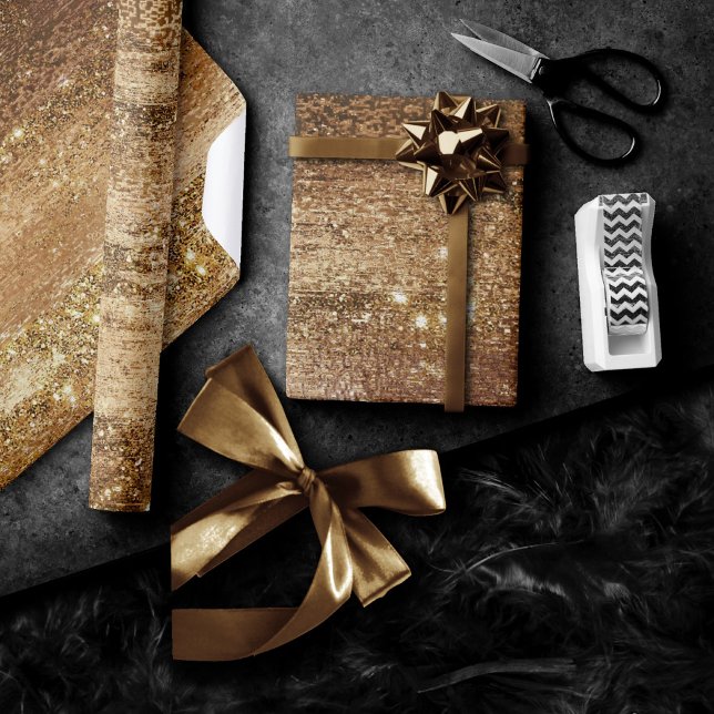 Papel De Regalo Relieve metalizado Glitzy | Espuma dorada de cobre (Subido por el creador)