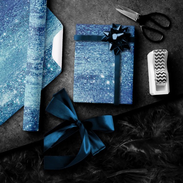 Papel De Regalo Relieve metalizado Glitzy | Ice Blue Faux Irish Sh (Subido por el creador)