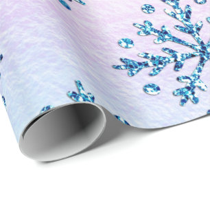 Papel De Regalo Relieve metalizado ice ice Blu Snowflakes Iridesli