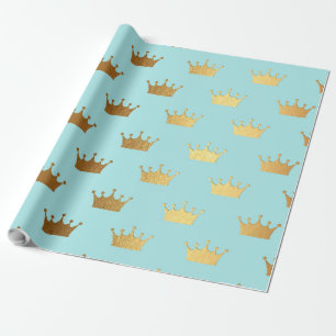 Papel De Regalo Relieve metalizado metálico de oro Crown Real Verd