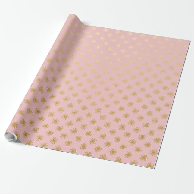 Papel De Regalo Relieve metalizado metálico dorado Polka puntos ro (Desenrollado)