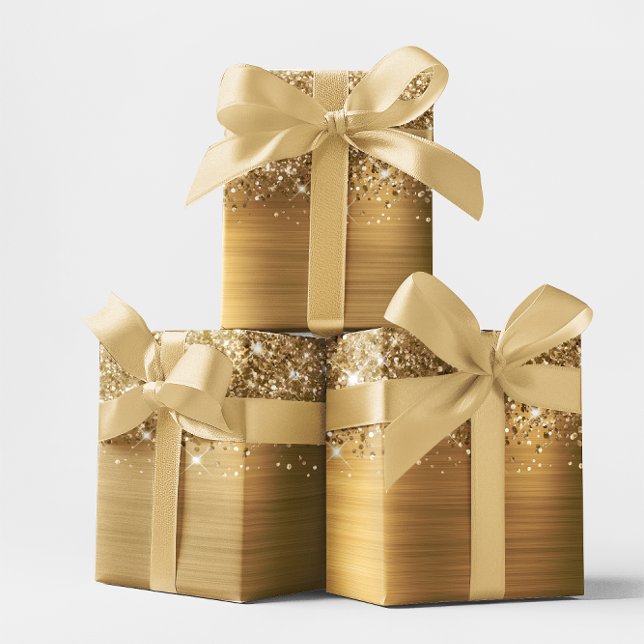 Papel De Regalo Relieve metalizado Ombre Ombre Purpurinoso (Glittery Gold Ombre Foil Wrapping Paper)