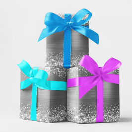 Papel De Regalo Relieve metalizado Ombre Plateado Purpurinoso