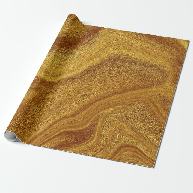 Papel De Regalo Relieve metalizado oro moderno (Desenrollado)