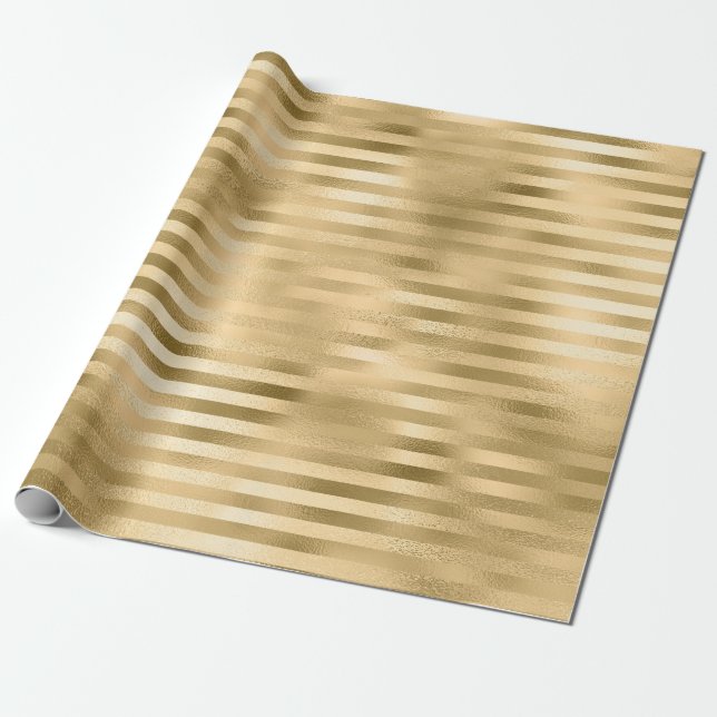 Papel De Regalo Relieve metalizado rayado de oro (Desenrollado)