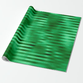 Papel De Regalo Relieve metalizado rayado verde