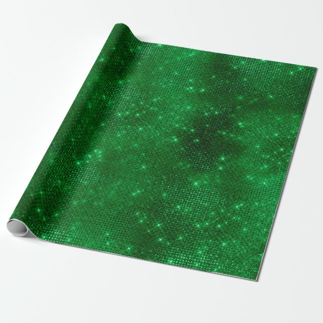 Papel De Regalo Relieve metalizado verde espumoso (Desenrollado)