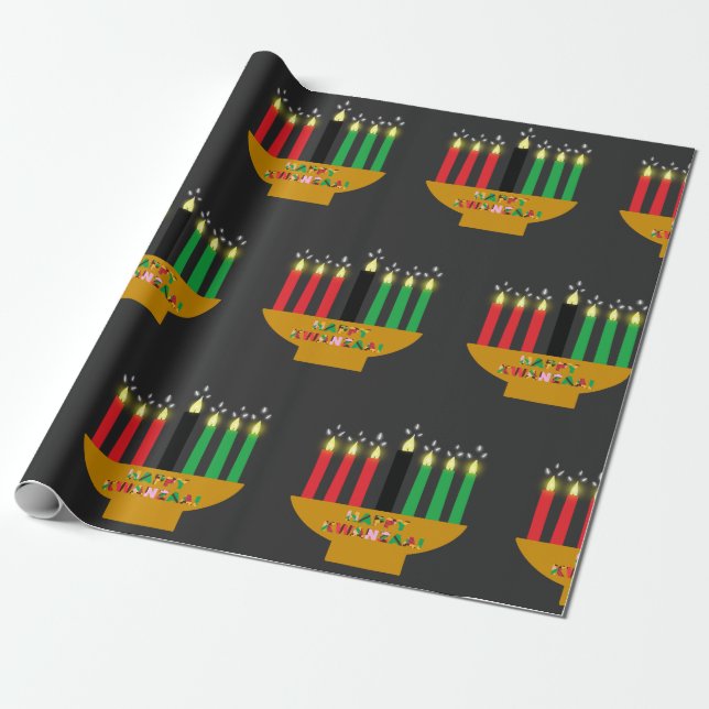 Papel De Regalo Religiosa de Kwanzaa Kinara (Desenrollado)