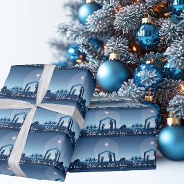 Papel De Regalo Religious Christmas Nativity Scene Blue