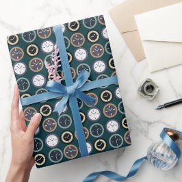 Papel De Regalo Reloj Colorido Patrón Reloj Hacedor de Cumpleaños