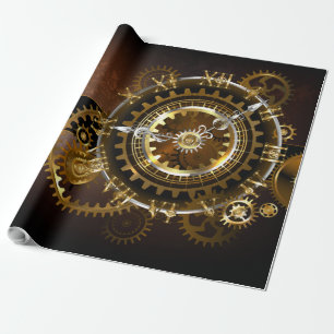 Papel De Regalo Reloj de vapor con engranajes antiguos
