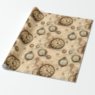 Papel De Regalo Reloj de vapor de grano rugoso (6)