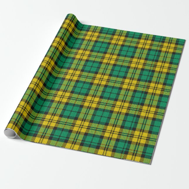 Papel De Regalo Reloj negro verde amarillo Campbell Tartan Plant (Desenrollado)
