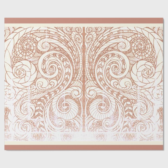Papel De Regalo Remolino Botánico de Terracota (Superficie plana)