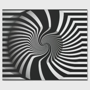 Papel de Regalo - Remolino de Arte Psicodélico B/N