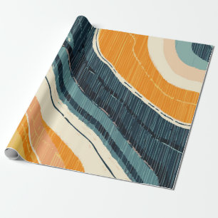 Papel De Regalo Remolino de pintura azul naranja blanco abstracto