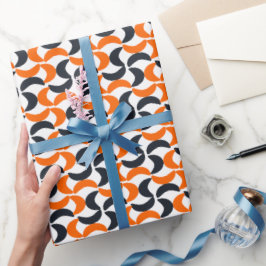 Papel De Regalo Remolino Geométrico Naranja Moderno