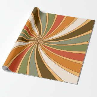 Papel De Regalo Remolino Retro Groovy en Tonos Cálidos de Tierra