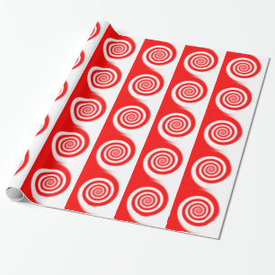 Papel De Regalo Remolino rojo y blanco del caramelo de hierbabuena