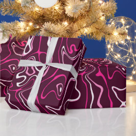 Papel De Regalo Remolinos abstractos damasco rosa caliente patrón 