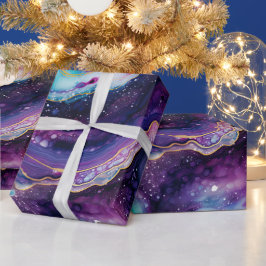 Papel De Regalo Remolinos abstractos de Ágata Celeste Púrpura Azul
