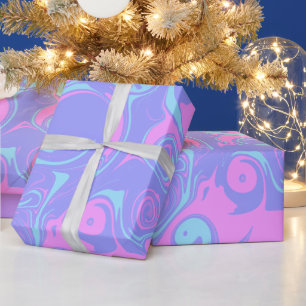 Papel De Regalo Remolinos abstractos rosa púrpura azul