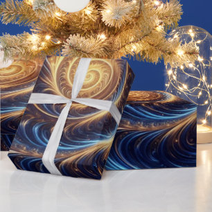 Papel De Regalo Remolinos modernos abstractos de espacio azul real