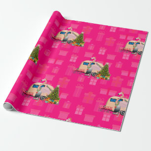 Papel De Regalo remolque de flamingo para navidades