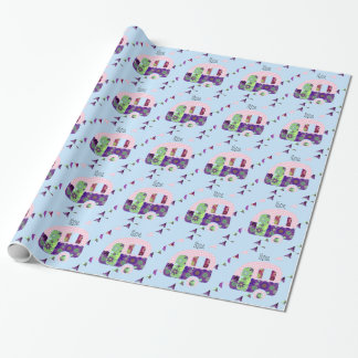 Papel De Regalo remolque retro de Shabbychic, acampador, arado de