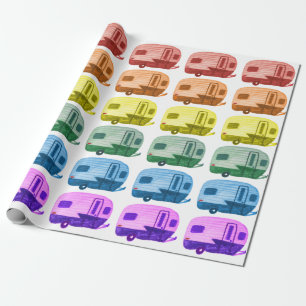 Papel De Regalo Remolques arco iris retro RV en blanco