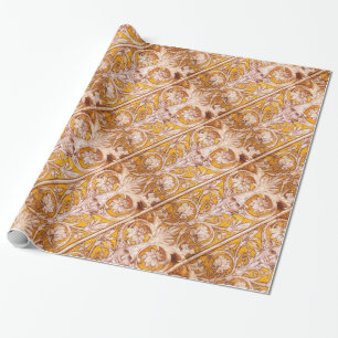 PAPEL DE REGALO RENACIMIENTO DE LA CARA GRUESCA CON FLORAL BLANCO 