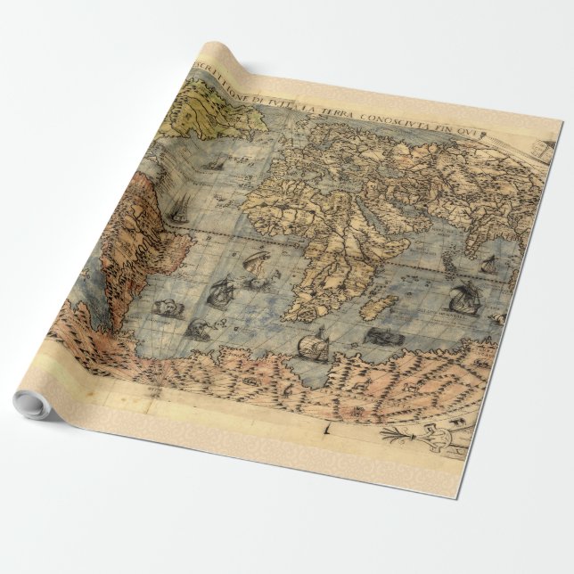 Papel De Regalo Renacimiento del Mapa Antiquev de Forlani de 1565 (Desenrollado)