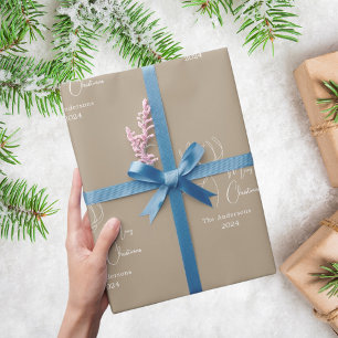 Papel De Regalo Reno beige de Navidad moderno neutral garabato