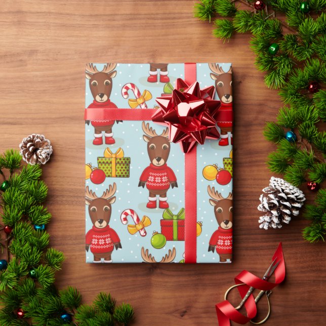 Papel de regalo Reno de Navidad (Regalo de vacaciones)