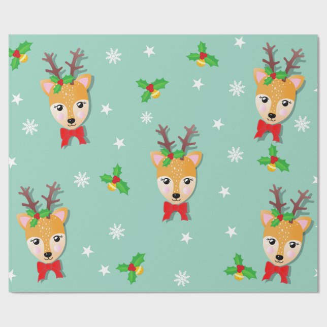 Papel De Regalo Reno de Navidad (Superficie plana)