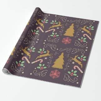 Papel De Regalo Reno de Navidad de oro