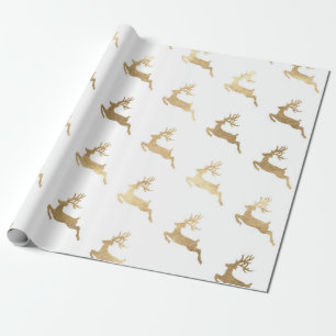 Papel De Regalo Reno de oro blanco del Año Nuevo del navidad