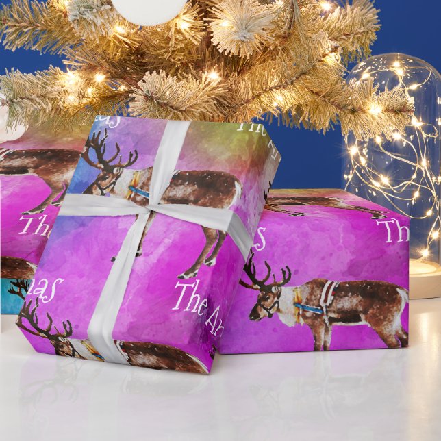 Papel De Regalo Reno de Santa María en Navidades de tintes envuelt (Vacaciones)